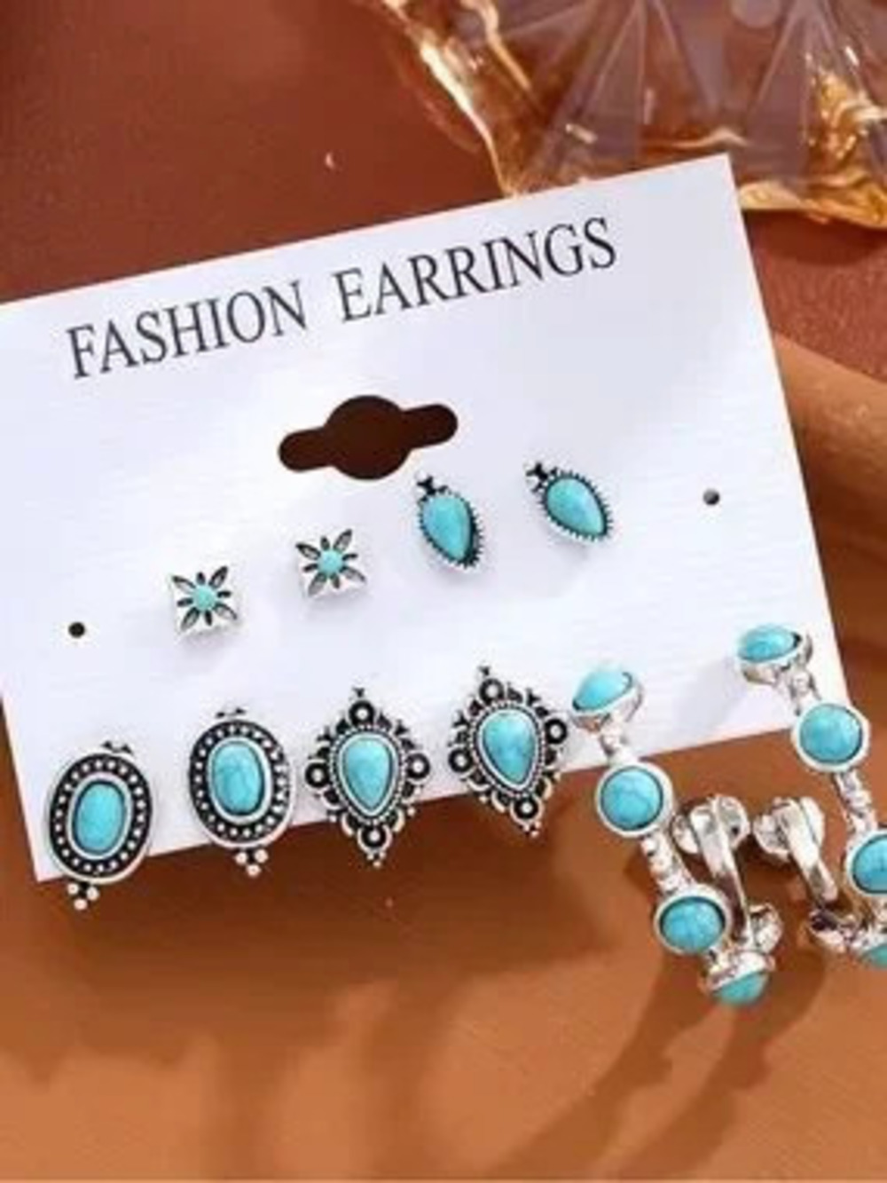 Turquoise Silver-Tone 6-Pair Set